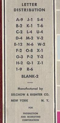 mid-1953 Scrabble board, lower left.
