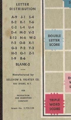 Scrabble board, 1960?