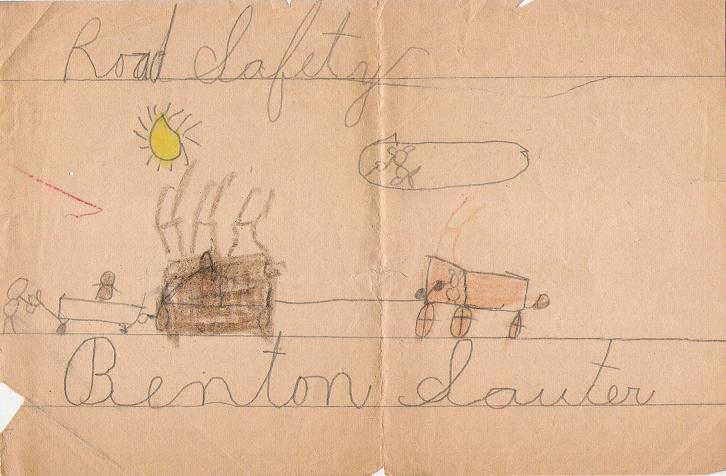 Road safety - 1st grade drawing, 1931.