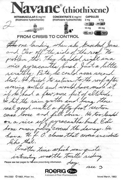 Elegant Navane(R) (thiothixene) stationery.