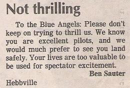 Letter to the editor: Blue Angels air shows.